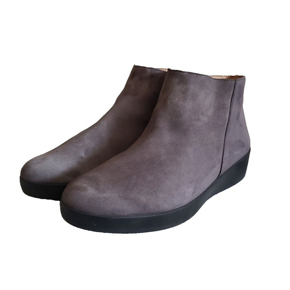 Fitflop Womens Sumi Boot Size 8.5 Gray Suede Toning Platform Bootie Zip